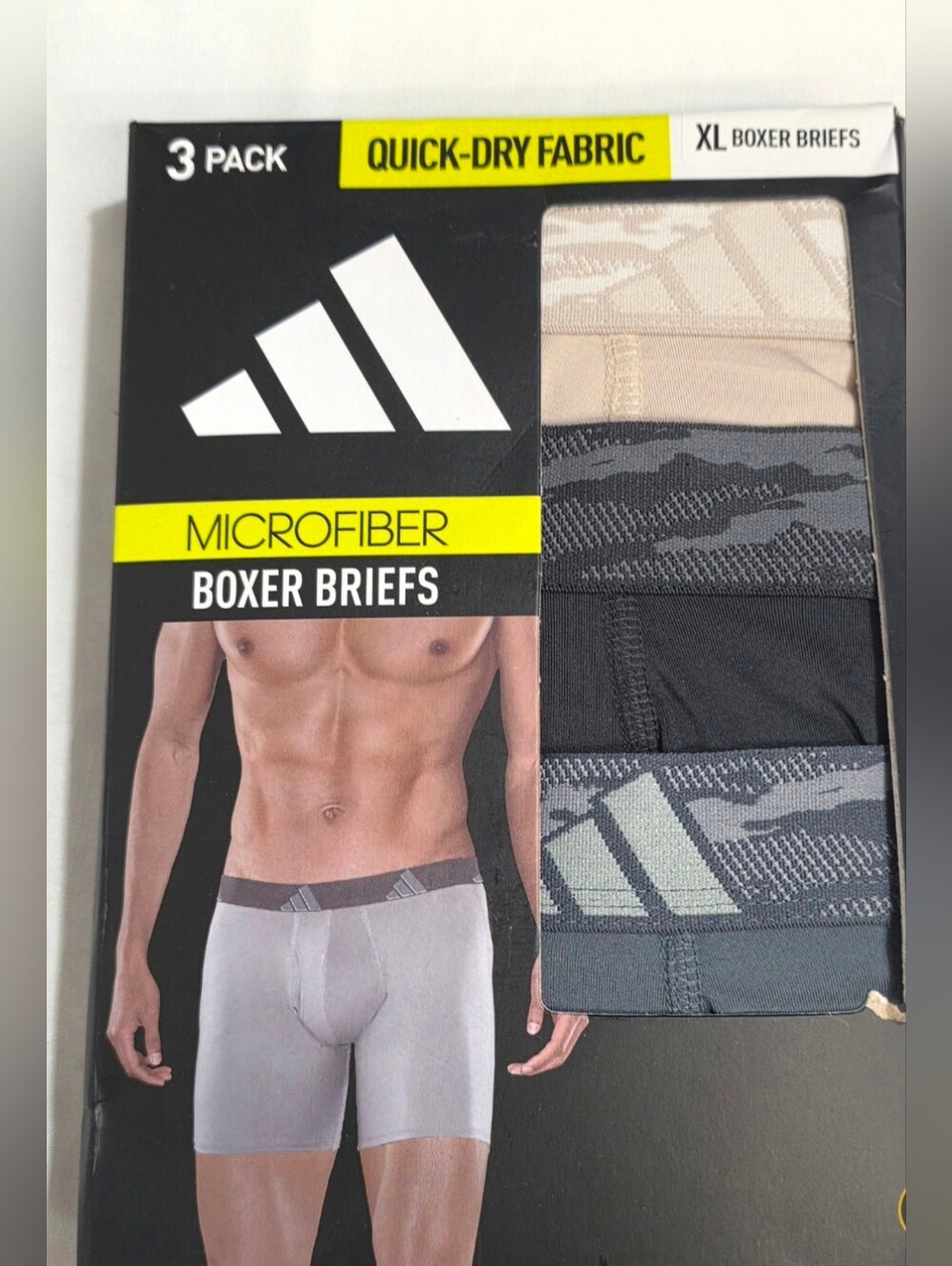 adidas Performance Microfiber Mens Size XL Athletic Fit Boxer Briefs Pack